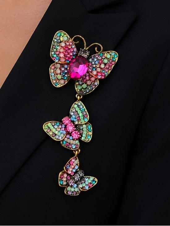 Anthropologie Jewelry - Multicolor Crystal Butterfly Brooch - Women Jewelry